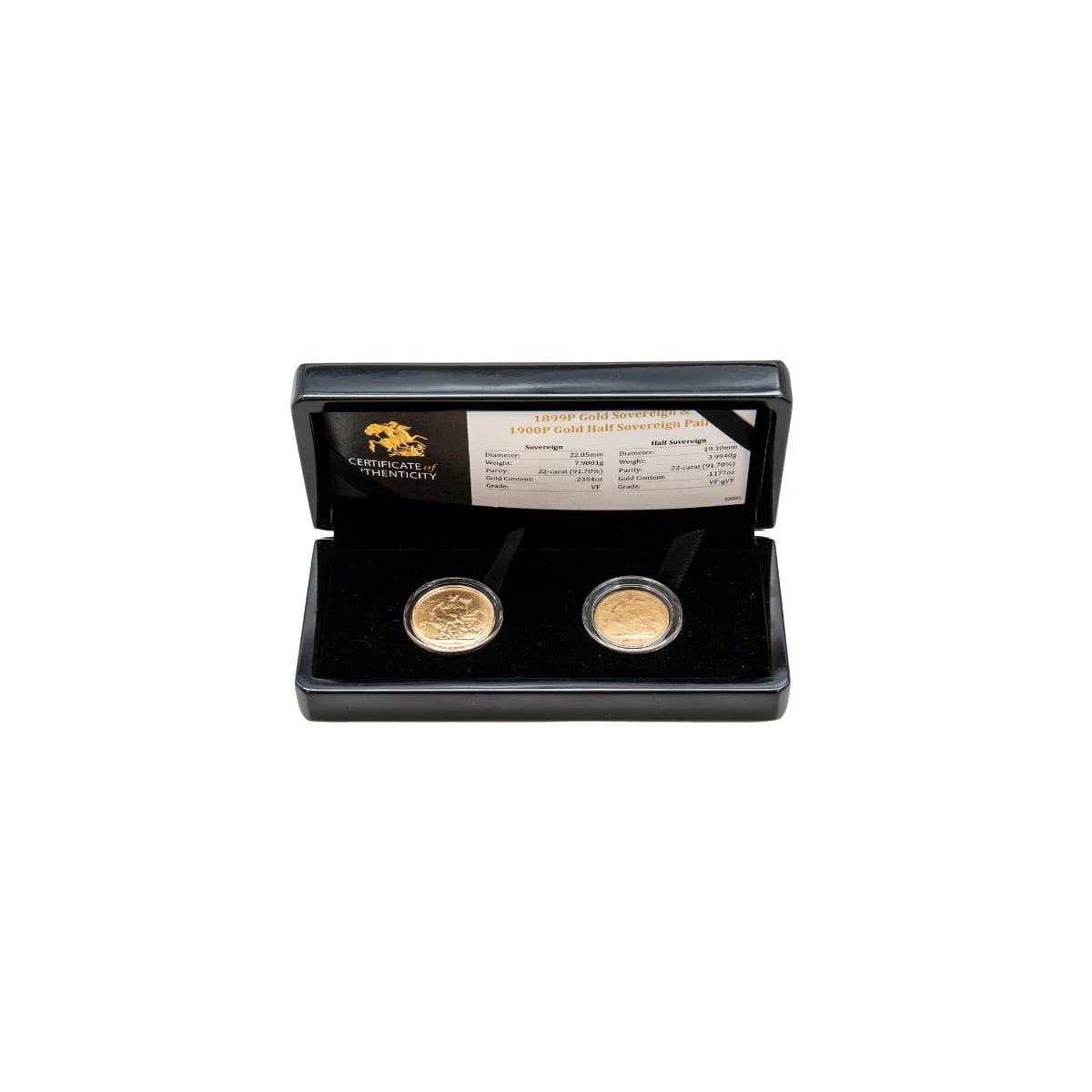 1899P Gold Sovereign & 1900P Gold Half Sovereign Pair Fine-Very Fine - Image 6