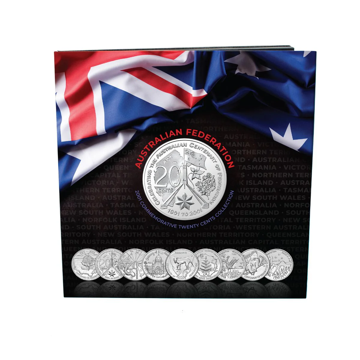 Australia Federation Centenary 2001 20c & 50c States & Territories Uncirculated 19-Coin Portfolio - Image 7