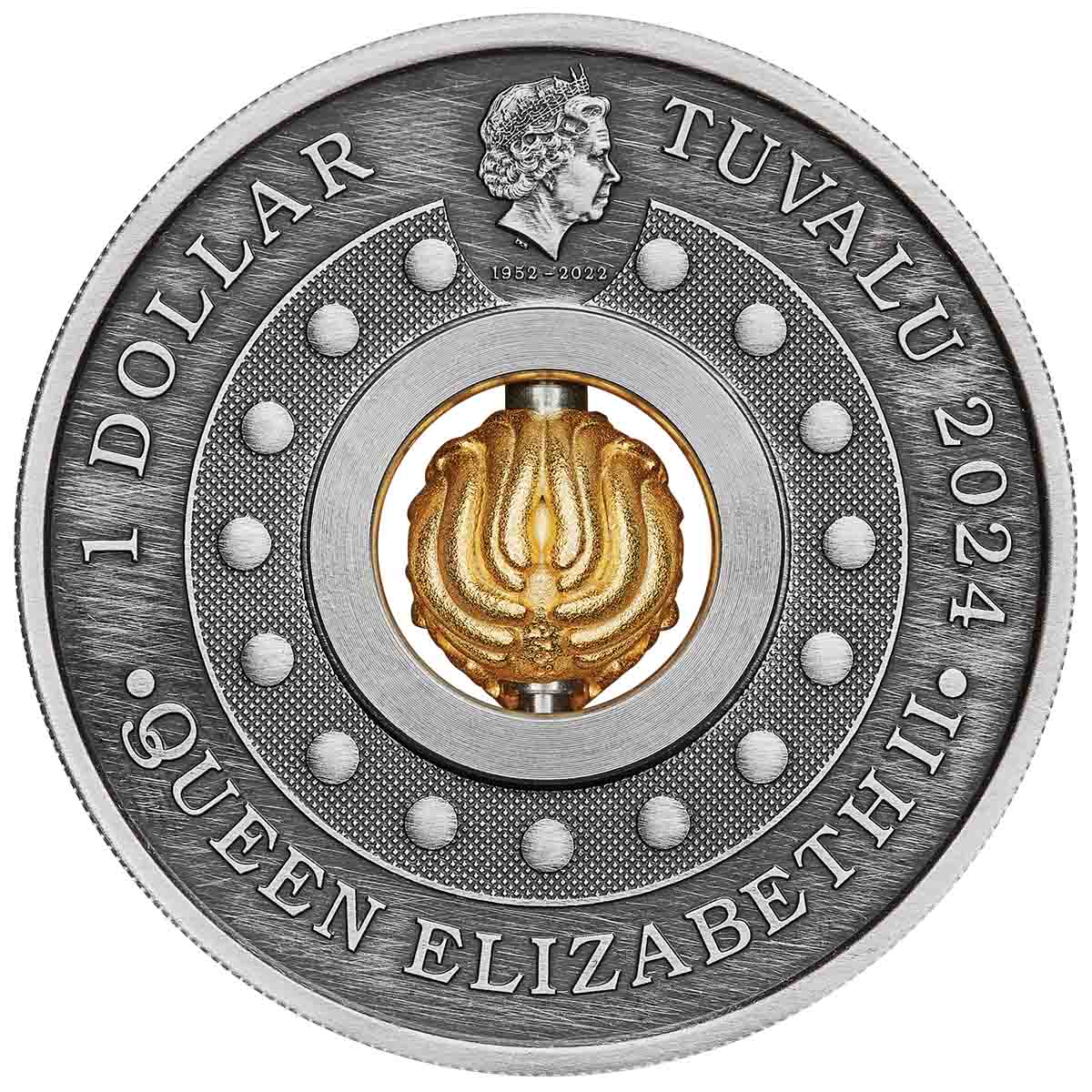 Year of the Dragon 2024 $1 Rotating Charm 1oz Silver Antique Coin - Image 3